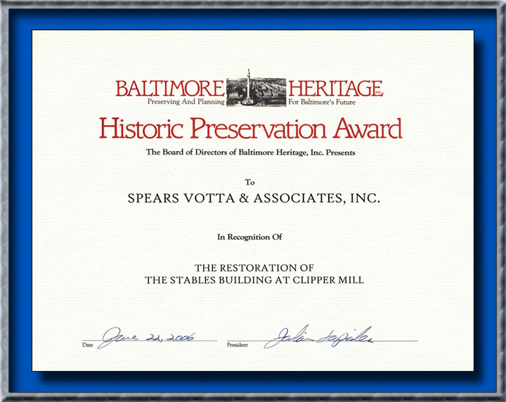 Baltimore Heritage Historic Preservation Award